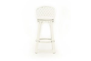 Photograph of Hamptons Cane Stool White with Cushion