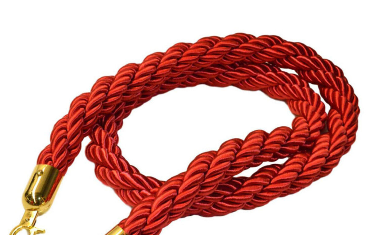 Bollard Rope Red With Gold Hook - The Event Mill