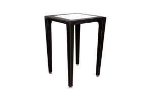 Photograph of Black Rattan Square Cocktail Table with Glass Top