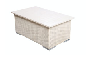 Photograph of White Rattan Coffee Table with White Top