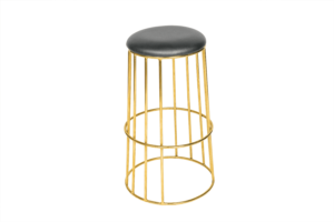 Photograph of Bar Stool Cabaret - Black Cushion with Gold Wire Legs