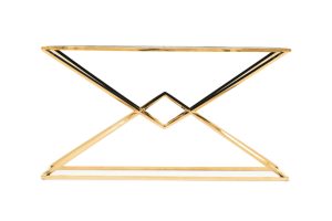 Photograph of Luxe Geometric Wood and Gold Console Table
