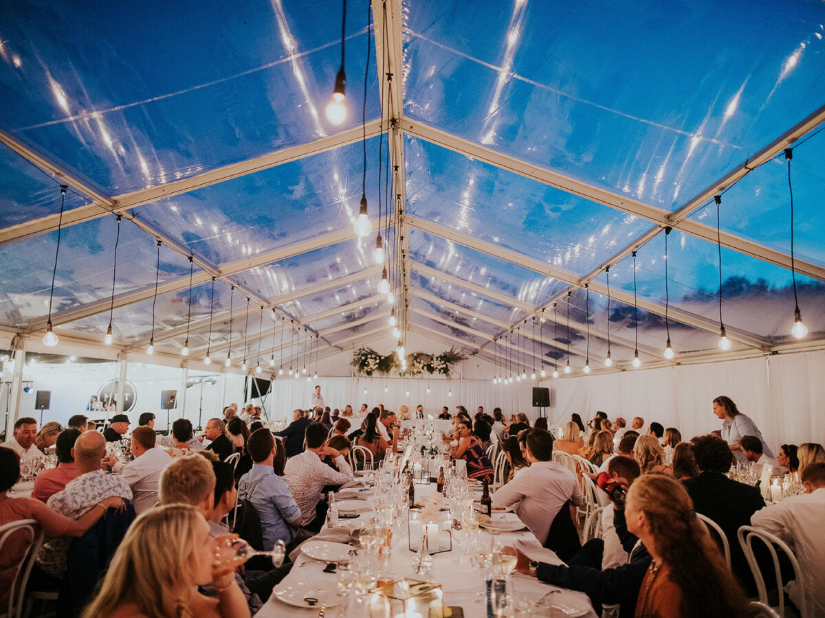 Clear marquee with dropper lighting