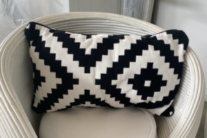 Photograph of Black and White Pattern Rectangle Cushion-35cm x 60cm