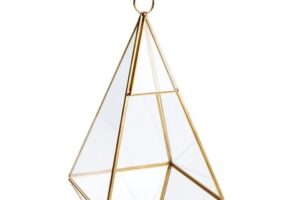 Photograph of Brass Prism Lantern Terrarium &#8211; 25cmH x 12cmW