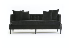 Photograph of Luxe Velvet 3 seater with silver studs - Black
